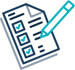 Icon of a form with checkmarks
