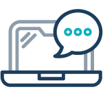 Icon of a laptop with a speech bubble