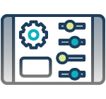 Icon of a tablet with controls