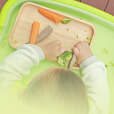 Top view of infant in their lunch chair